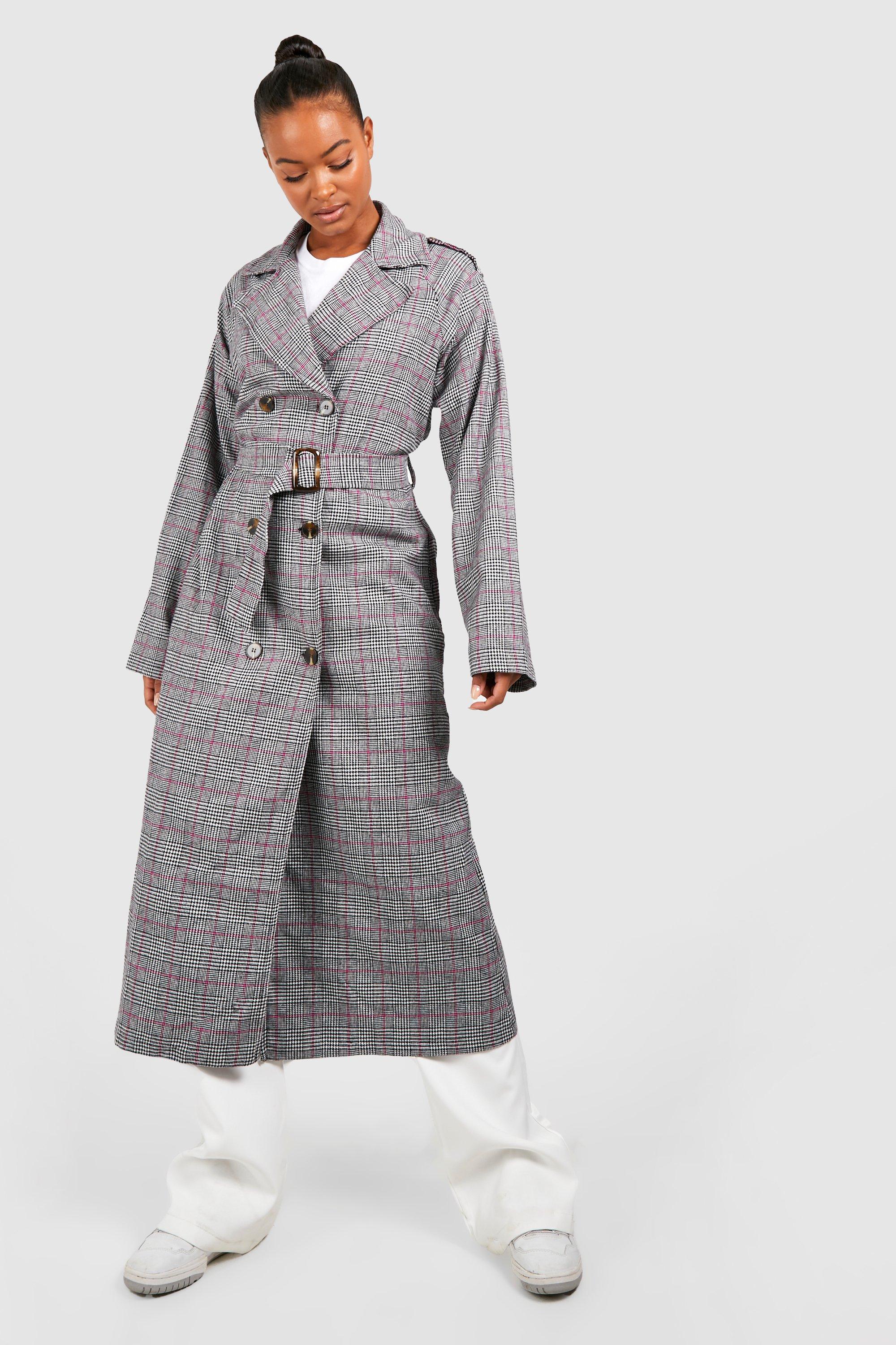 Tall Checked Belted Trench Coat